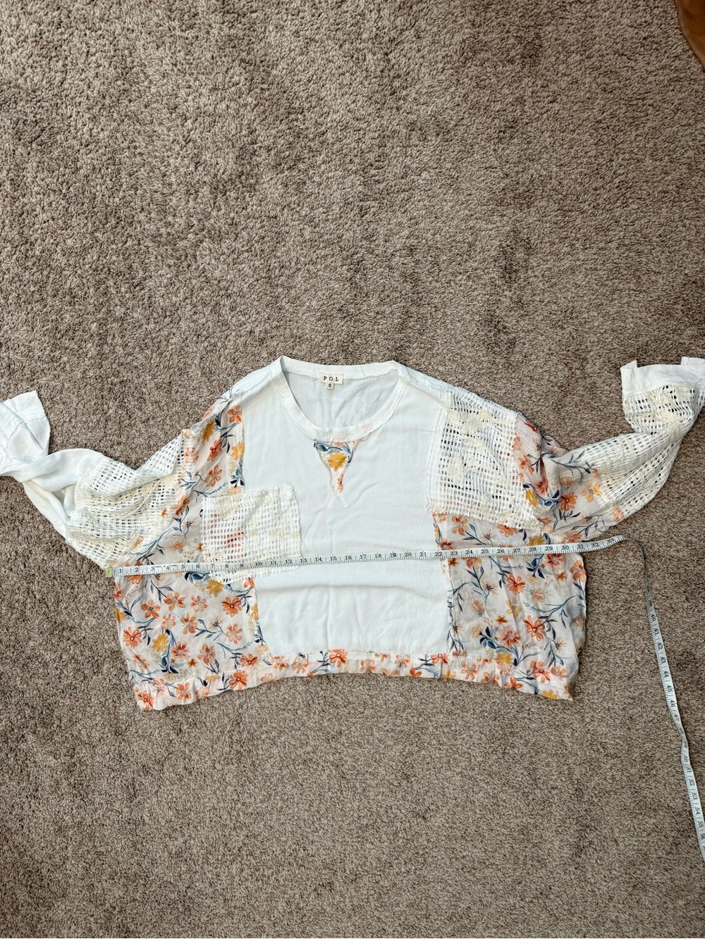 POL Cream Floral Crochet-Sleeve Blouse - Picture 8 of 8
